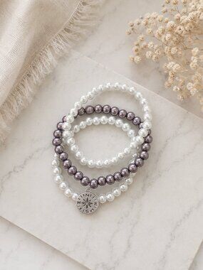 Beaded Bracelet Set with Compass Charm | Chart Your Course | Self Trust Gift